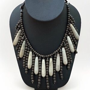 Brunello Cucinelli Statement Necklace Beaded Multi Strand Stone Drop, Italy, NWT